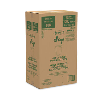 Dart® Foam Drink Cups, 8 oz, White, 25/Bag, 40 Bags/Carton (DRC8J8)
