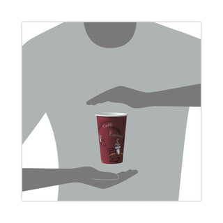 SOLO® Bistro Design Hot Drink Cups, Paper, 16oz, Maroon, 300/Carton (SLOOF16BI0041)