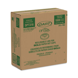 Dart® Optima Reclosable Lids for Paper Hot Cups for 10-24 oz Cups, White, 1000/Carton (SCCOPT316)