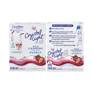 Crystal Light® On-The-Go Sugar-Free Drink Mix, Wild Strawberry Energy, 0.12oz Single-Serving, 30/Pk, 2 Pk/Bx (GRR30700158)
