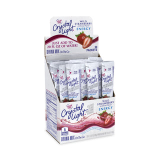 Crystal Light® On-The-Go Sugar-Free Drink Mix, Wild Strawberry Energy, 0.12oz Single-Serving, 30/Pk, 2 Pk/Bx (GRR30700158)