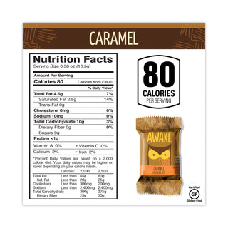 Awake Caffeinated Caramel Chocolate Bites, 0.58 oz Bars, 50 Bars/Box (GRR30700315)