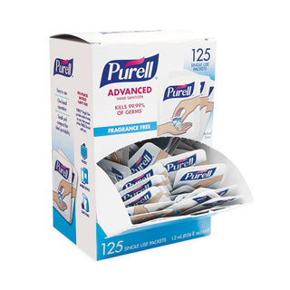 PURELL® Advanced Hand Sanitizer Single Use, 1.2 mL, Packet, Clear, 125/Box (GOJ9630125NSBX)