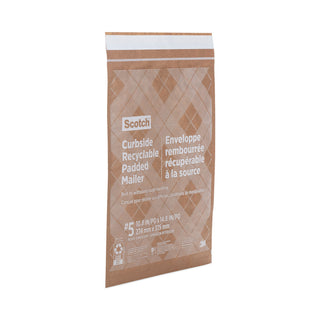 Scotch® Curbside Recyclable Padded Mailer, #5, Self-Adhesive Closure, Interior Dimensions: 10.8” x 14.8”, Natural Kraft, 100/Carton (MMMCR51)