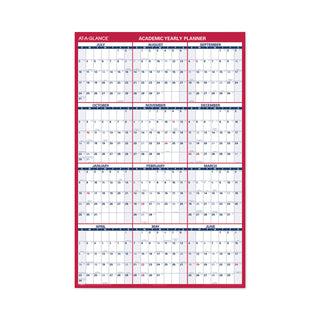 AT-A-GLANCE® Academic Erasable Reversible Extra Large Wall Calendar, 48 x 32, White/Blue/Red, 12 Month (July to June): 2024 to 2025 (AAGPM36AP28)