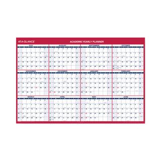 AT-A-GLANCE® Academic Erasable Reversible Extra Large Wall Calendar, 48 x 32, White/Blue/Red, 12 Month (July to June): 2024 to 2025 (AAGPM36AP28)