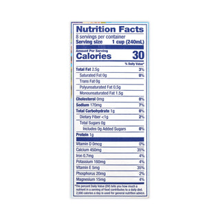 Blue Diamond® Almond Breeze Almond Milk, Unsweetened Vanilla, 64 oz Carton, 2/Pack (GRR30700081)