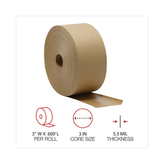 General Supply Gummed Kraft Sealing Tape, 3" Core, 3" x 600 ft, Brown, 10/Carton (UFS2800)