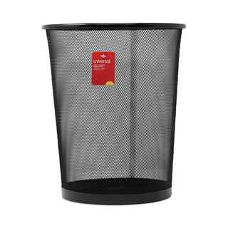 Universal® Mesh Wastebasket, 18 qt, Steel Mesh, Black (UNV20008)