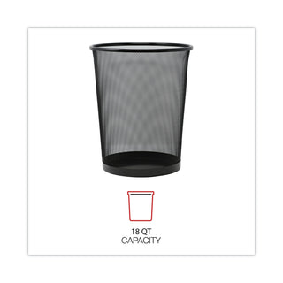 Universal® Mesh Wastebasket, 18 qt, Steel Mesh, Black (UNV20008)