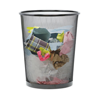Universal® Mesh Wastebasket, 18 qt, Steel Mesh, Black (UNV20008)