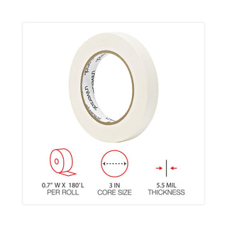 Universal® Removable General-Purpose Masking Tape, 3" Core, 18 mm x 54.8 m, Beige, 6/Pack (UNV51334)