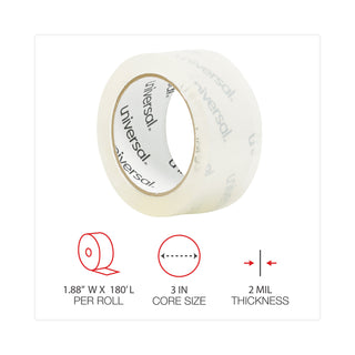 Universal® General-Purpose Box Sealing Tape, 3" Core, 1.88" x 60 yds, Clear, 6/Pack (UNV63000)