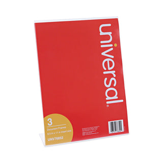 Universal® Clear L-Style Freestanding Frame, 8.5 x 11 Insert, 3/Pack (UNV76852)