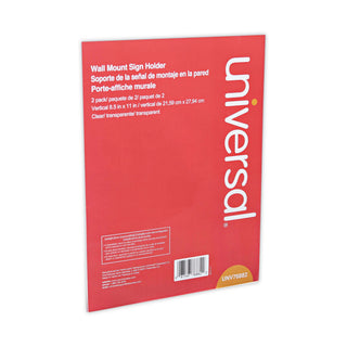 Universal® Wall Mount Sign Holder, 8.5 x 11, Vertical, Clear (UNV76882)