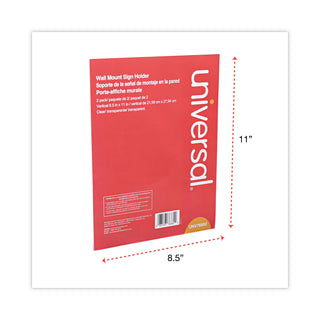 Universal® Wall Mount Sign Holder, 8.5 x 11, Vertical, Clear (UNV76882)