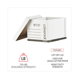 Universal® Heavy-Duty Fast Assembly Lift-Off Lid Storage Box, Letter/Legal Files, White, 12/Carton (UNV95224)