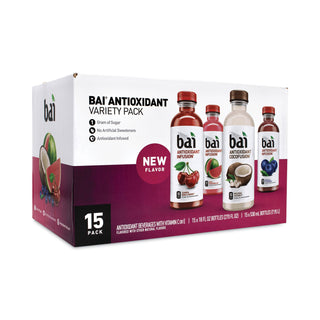 Bai Antioxidant Infused Beverage, Variety Pack, 18 oz Bottle, 15/Box (GRR22000656)