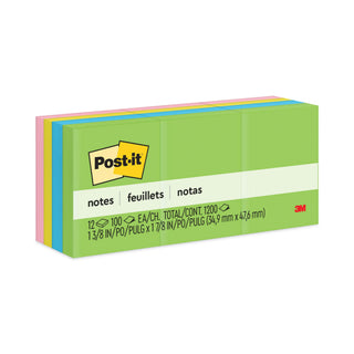 Post-it® Original Pads in Floral Fantasy Collection Colors, 1.5" x 2", 100 Sheets/Pad, 12 Pads/Pack (MMM653AU)
