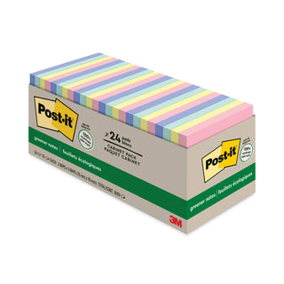 Post-it® Original Recycled Note Pad Cabinet Pack, 3" x 3", Sweet Sprinkles Collection Colors, 75 Sheets/Pad, 24 Pads/Pack (MMM654R24CPAP)