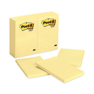 Post-it® Original Pads in Canary Yellow, Note Ruled, 4" x 6", 100 Sheets/Pad, 12 Pads/Pack (MMM660YW)