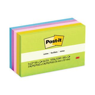 Post-it® Original Pads in Floral Fantasy Collection Colors, 3" x 5", 100 Sheets/Pad, 5 Pads/Pack (MMM6555UC)