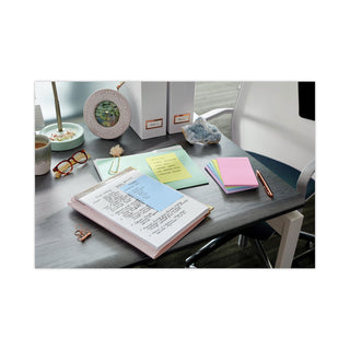 Post-it® Original Pads in Beachside Cafe Collection Colors, Note Ruled, 4" x 6", 100 Sheets/Pad, 5 Pads/Pack (MMM6605PKAST)