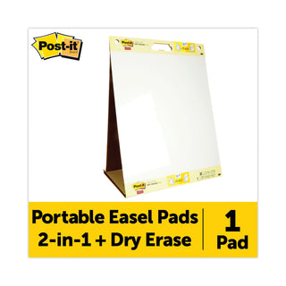 Post-it® Self-Stick Pad Plus Tabletop Easel Pad with Dry Erase Board, Unruled, 20 White 20 x 23 Sheets (MMM563DE)