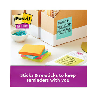 Post-it® Pads in Supernova Neon Collection Colors, Note Ruled, 4" x 4", 90 Sheets/Pad, 6 Pads/Pack (MMM6756SSMIA)
