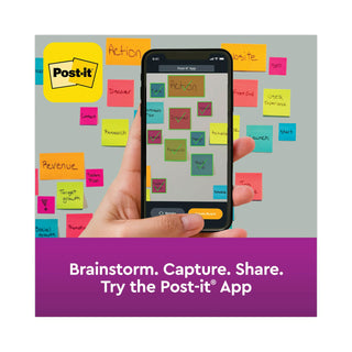 Post-it® Pads in Supernova Neon Collection Colors, Note Ruled, 4" x 4", 90 Sheets/Pad, 6 Pads/Pack (MMM6756SSMIA)