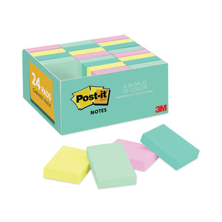 Post-it® Original Pads in Beachside Cafe Collection Colors, Value Pack, 1.38" x 1.88", 100 Sheets/Pad, 24 Pads/Pack (MMM65324APVAD)