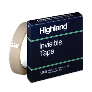 Highland™ Invisible Permanent Mending Tape, 3" Core, 0.75" x 72 yds, Clear (MMM6200342592)