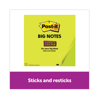 Post-it® Big Notes, Unruled, 30 Green 11 x 11 Sheets (MMMBN11G)