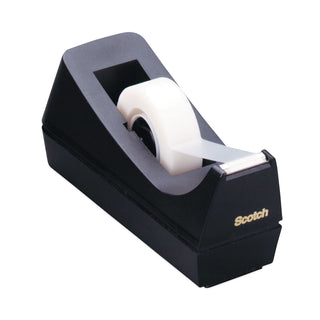 Scotch® Desktop Tape Dispenser, Weighted Non-Skid Base, 1" Core, Black (MMMC38BK)