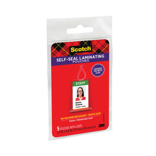Scotch® Self-Sealing Laminating Pouches, 12.5 mil, 2.81" x 4.5", Gloss Clear, 5/Pack (MMMLS8535G)