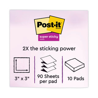 Post-it® Pop-up 3 x 3 Note Refill, 3" x 3", Energy Boost Collection Colors, 90 Sheets/Pad, 10 Pads/Pack (MMMR33010SSAU)