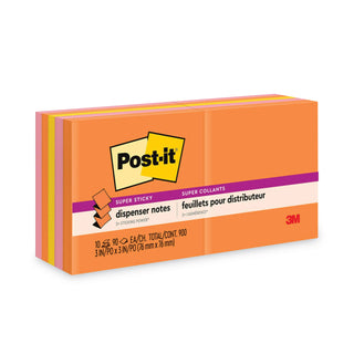 Post-it® Pop-up 3 x 3 Note Refill, 3" x 3", Energy Boost Collection Colors, 90 Sheets/Pad, 10 Pads/Pack (MMMR33010SSAU)