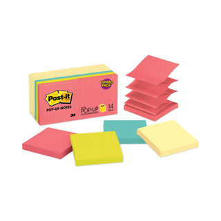 Post-it® Original Pop-up Notes Value Pack, 3" x 3", (8) Canary Yellow, (6) Poptimistic Collection Colors, 100 Sheets/Pad, 14 Pads/Pack (MMMR33014YWM)