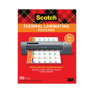 Scotch® Laminating Pouches, 3 mil, 9" x 11.5", Gloss Clear, 100/Pack (MMMTP3854100)