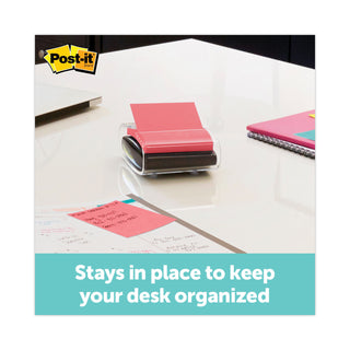 Post-it® Wrap Dispenser, For 3 x 3 Pads, Black/Clear, Includes 45-Sheet Color Varies Pop-up Super Sticky Pad (MMMWD330BK)