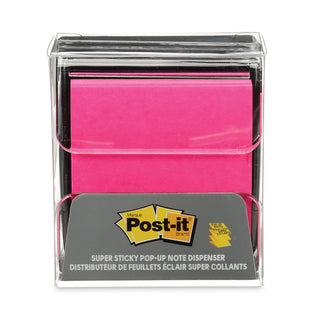 Post-it® Wrap Dispenser, For 3 x 3 Pads, Black/Clear, Includes 45-Sheet Color Varies Pop-up Super Sticky Pad (MMMWD330BK)