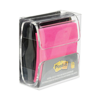 Post-it® Wrap Dispenser, For 3 x 3 Pads, Black/Clear, Includes 45-Sheet Color Varies Pop-up Super Sticky Pad (MMMWD330BK)