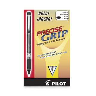 Pilot® Precise Grip Stick Roller Ball Pen, Bold 1mm, Black Ink, Black Barrel (PIL28901DZ)