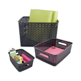 Advantus Weave Bins, 13.63 x 10.75 x 9, Black, 3/Pack (AVT40329)