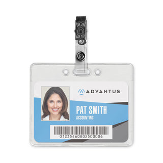 Advantus Badge Straps w/Clip, 0.38" x 2.75", Clear, 100/Box (AVT75410)