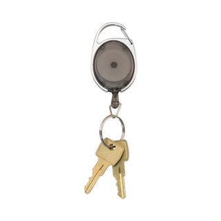 Advantus Carabiner-Style Retractable ID Card Reel, 30" Extension, Smoke, 6/Pack (AVT75553)