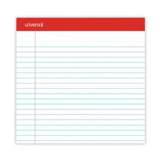 Universal® Perforated Ruled Writing Pads, Wide/Legal Rule, Red Headband, 50 White 8.5 x 14 Sheets, Dozen (UNV45000)