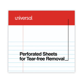 Universal® Perforated Ruled Writing Pads, Narrow Rule, Red Headband, 50 White 5 x 8 Sheets, Dozen (UNV46300)