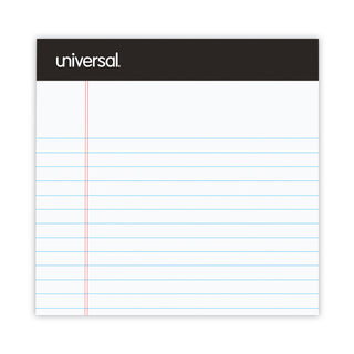 Universal® Premium Ruled Writing Pads with Heavy-Duty Back, Narrow Rule, Black Headband, 50 White 5 x 8 Sheets, 12/Pack (UNV57300)