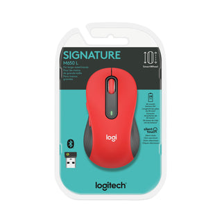 Logitech® Signature M650 Wireless Mouse, 2.4 GHz Frequency, 33 ft Wireless Range, Large, Right Hand Use, Red (LOG910006358)